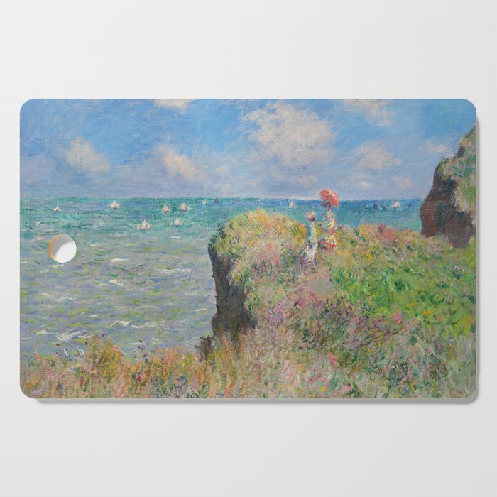 Claude Monet " Cliff Walk At Pourville" Cutting Board