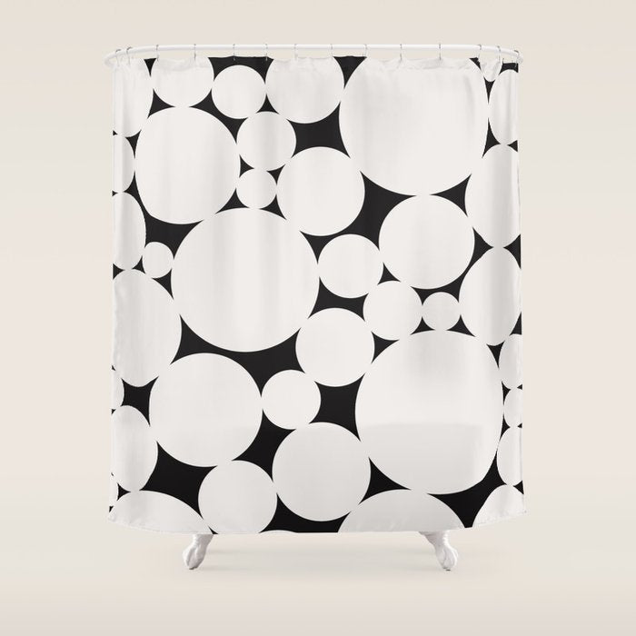 Circular Collage - Black And White Shower Curtain
