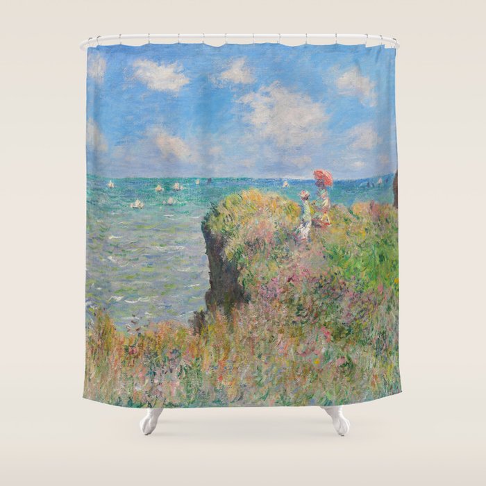 Claude Monet " Cliff Walk At Pourville" Shower Curtain