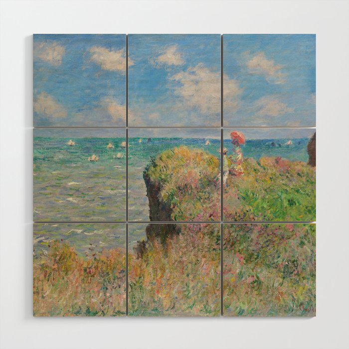 Claude Monet " Cliff Walk At Pourville" Wood Wall Art