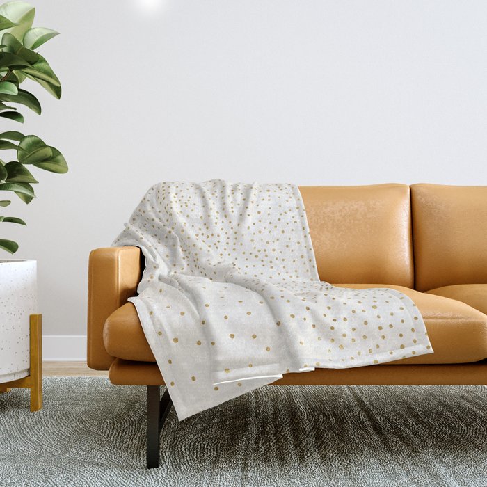 Falling Stars Metallic Gold Dot Pattern Throw Blanket