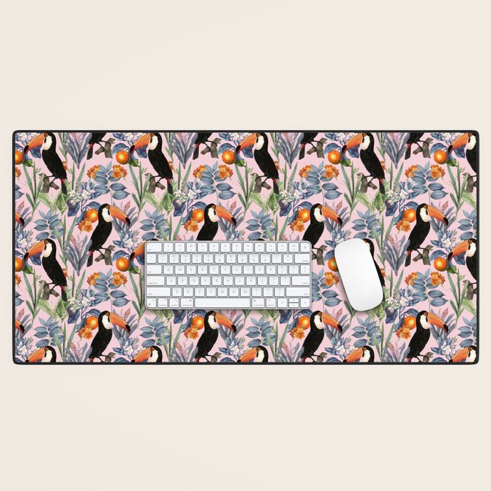 Tucan Garden #Pattern #Illustration Desk Mat