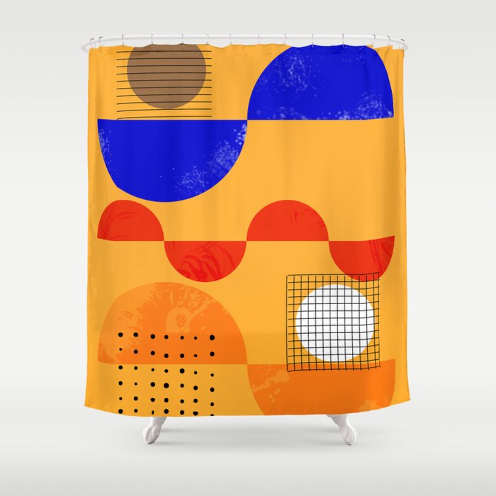 Mid-Century Shapes Abstract No7 Shower Curtain