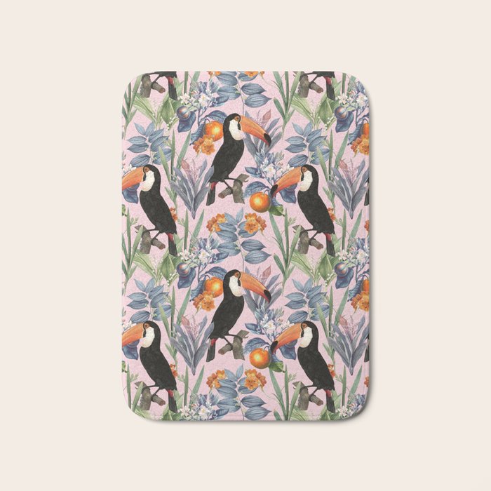 Tucan Garden #Pattern #Illustration Bath Mat
