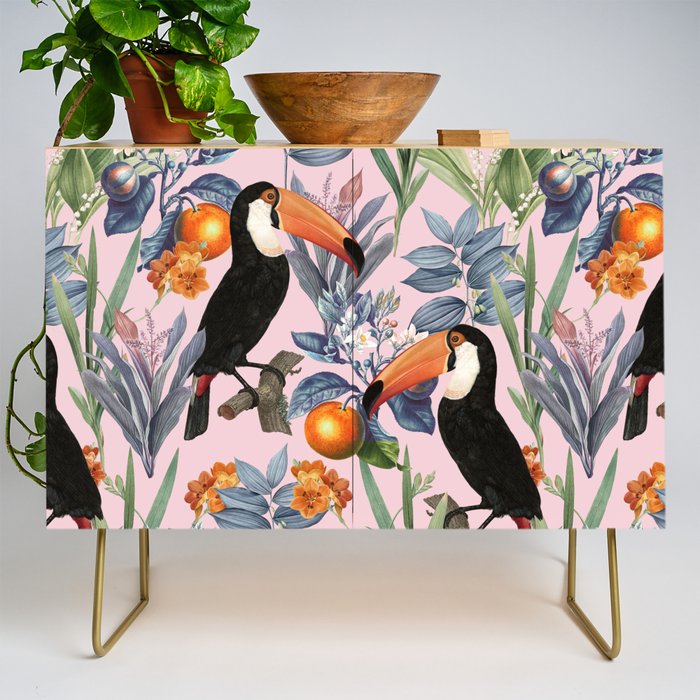 Tucan Garden #Pattern #Illustration Credenza
