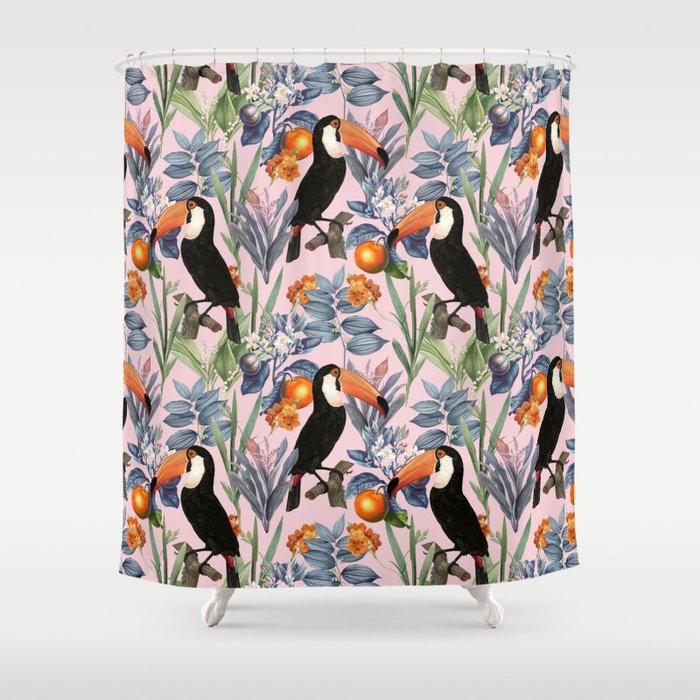 Tucan Garden #Pattern #Illustration Shower Curtain