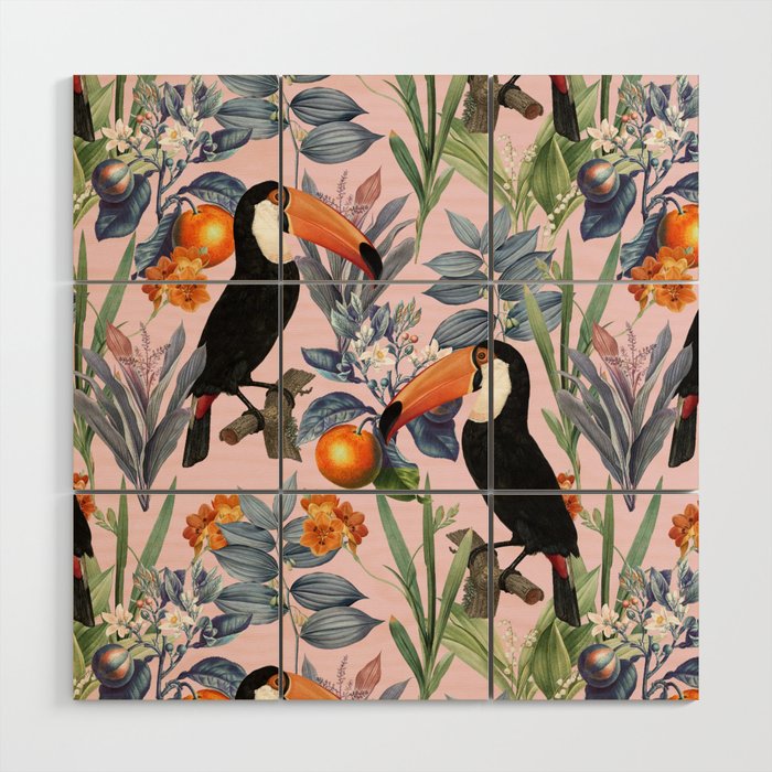 Tucan Garden #Pattern #Illustration Wood Wall Art