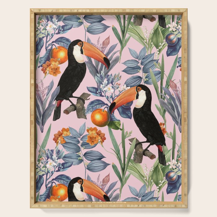 Tucan Garden #Pattern #Illustration Serving Tray