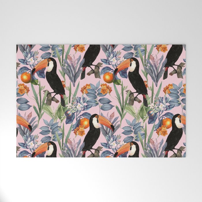 Tucan Garden #Pattern #Illustration Welcome Mat