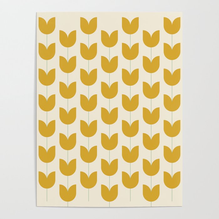 Spring Tulips Ii Yellow Mid Century Flowers Poster