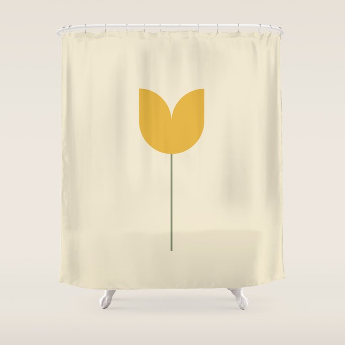 Vintage Tulip Minimalism - Yellow Shower Curtain