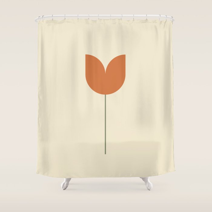 Vintage Tulip Minimalism - Red Shower Curtain