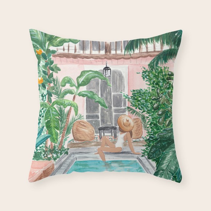 Moroccan Dream - Brunette Hair (Other Hair & Skin Tones Available) Throw Pillow