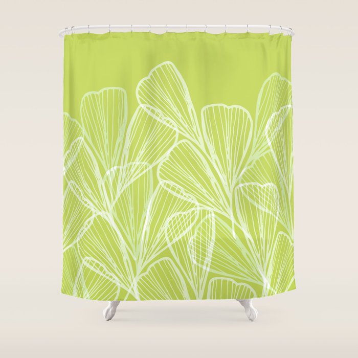 Minimal Modern Green Tropical Abstract Shower Curtain