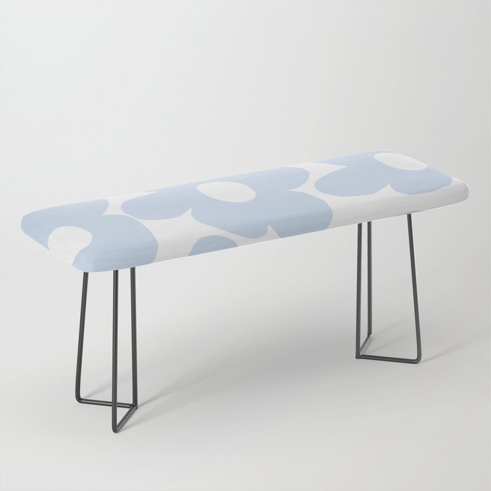 Large Baby Blue Retro Flowers White Background #Decor #Homestorie #Buyart Bench