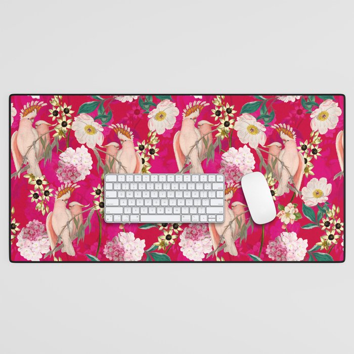 Vintage & Shabby Chic - Tropical Bird Flower Garden Desk Mat