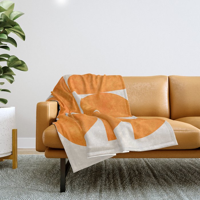 Geometric Shapes Orange Mid Century Throw Blanket
