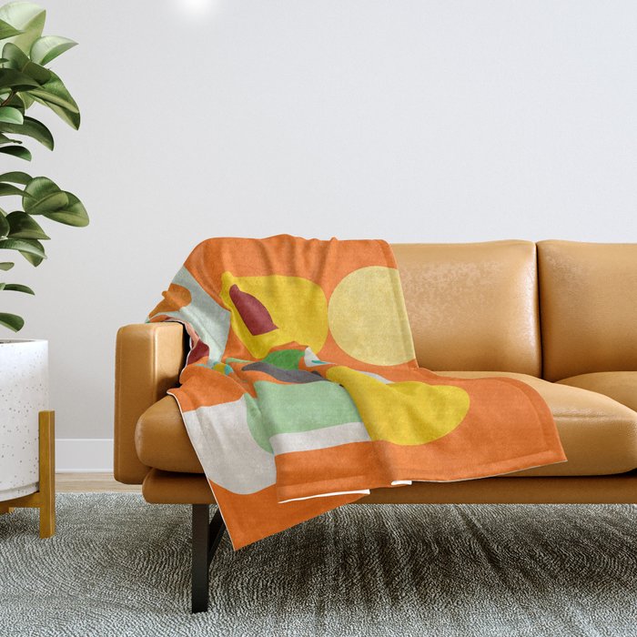 Geometric Mid Century Modern Orange Shapes Throw Blanket