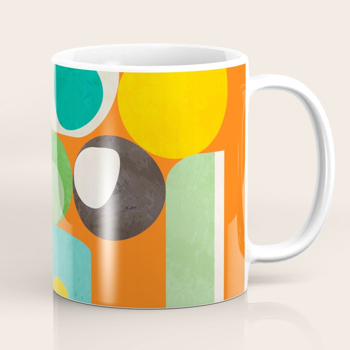 Geometric Mid Century Modern Orange Shapes Coffee Mug