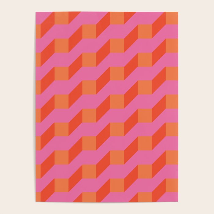 Retro Geometry Bright Pattern No10 Poster