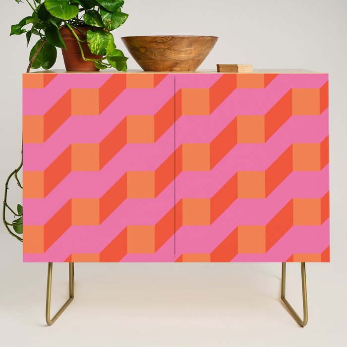 Retro Geometry Bright Pattern No10 Credenza