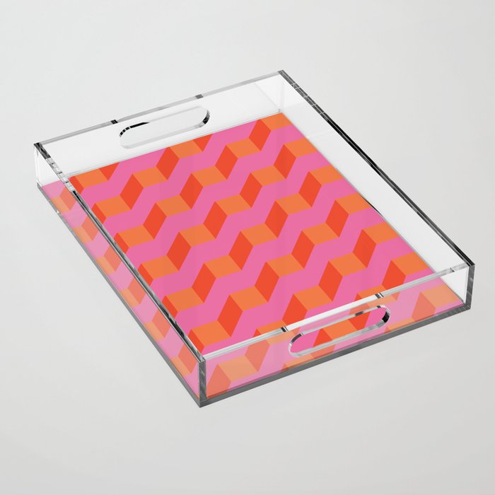 Retro Geometry Bright Pattern No10 Acrylic Tray