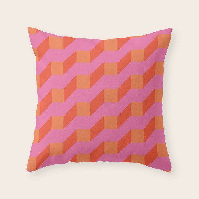 Retro Geometry Bright Pattern No10 Throw Pillow