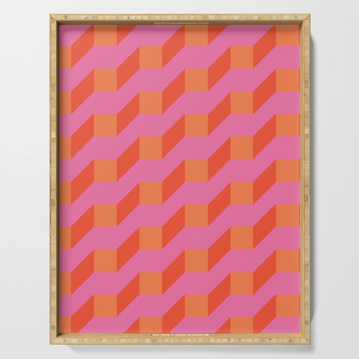 Retro Geometry Bright Pattern No10 Serving Tray