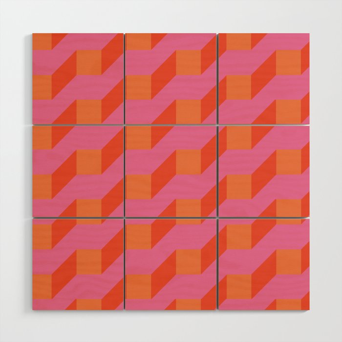 Retro Geometry Bright Pattern No10 Wood Wall Art