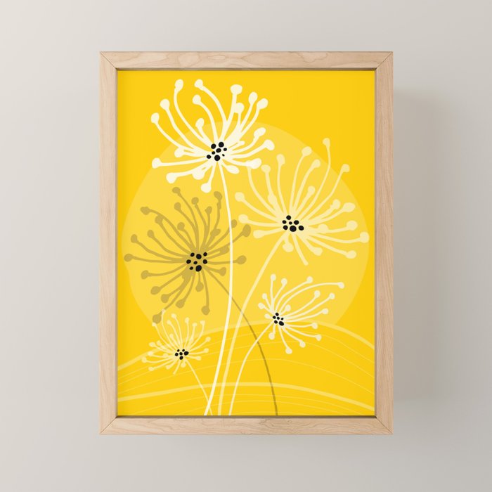 Yellow Queen Anne'S Lace Illustration Mini Art Print
