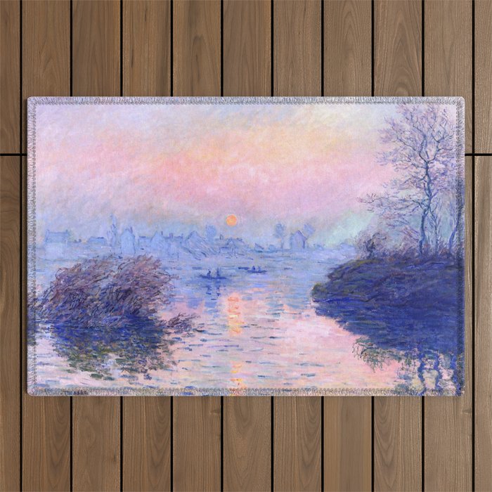Claude Monet "Sunset On The Seine At Lavacourt. Winter Effect" Outdoor Rug