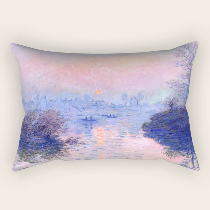 Claude Monet "Sunset On The Seine At Lavacourt. Winter Effect" Rectangular Pillow