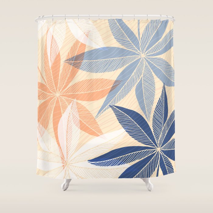 Modern Neutral Tropical Print Ii Shower Curtain