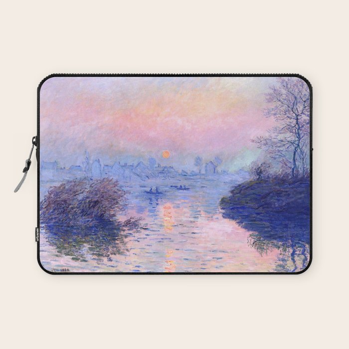 Claude Monet "Sunset On The Seine At Lavacourt. Winter Effect" Laptop Sleeve