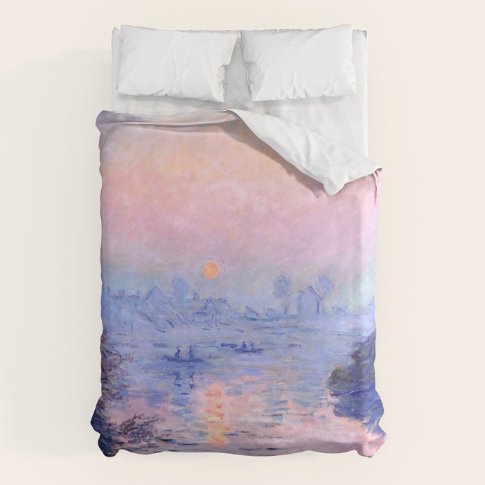 Claude Monet "Sunset On The Seine At Lavacourt. Winter Effect" Duvet Cover