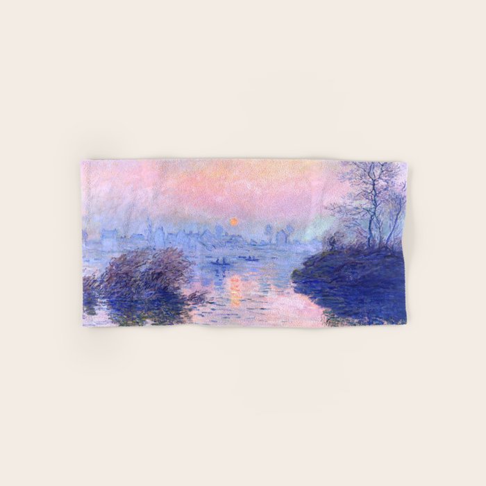 Claude Monet "Sunset On The Seine At Lavacourt. Winter Effect" Bath Towel