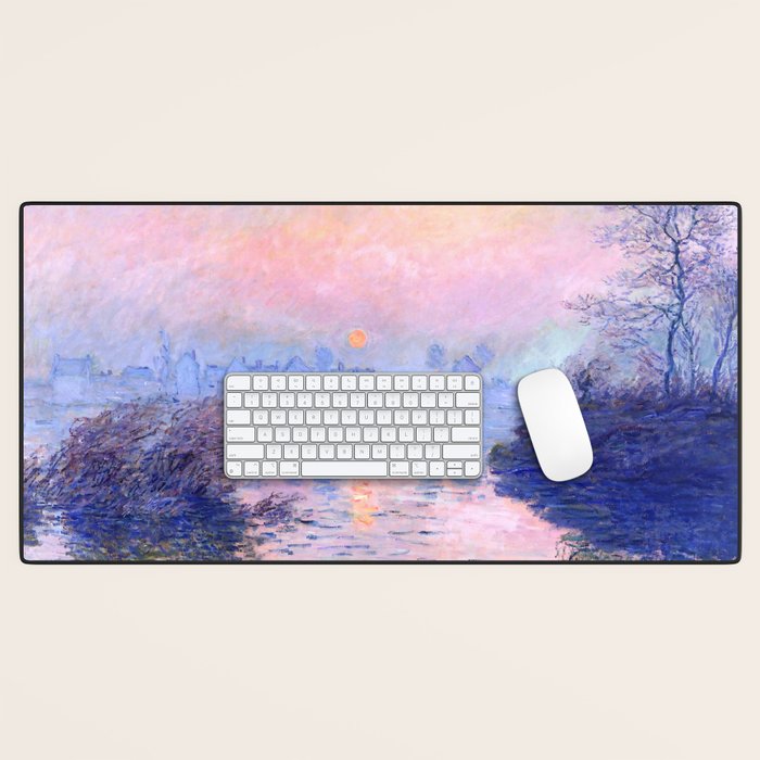 Claude Monet "Sunset On The Seine At Lavacourt. Winter Effect" Desk Mat