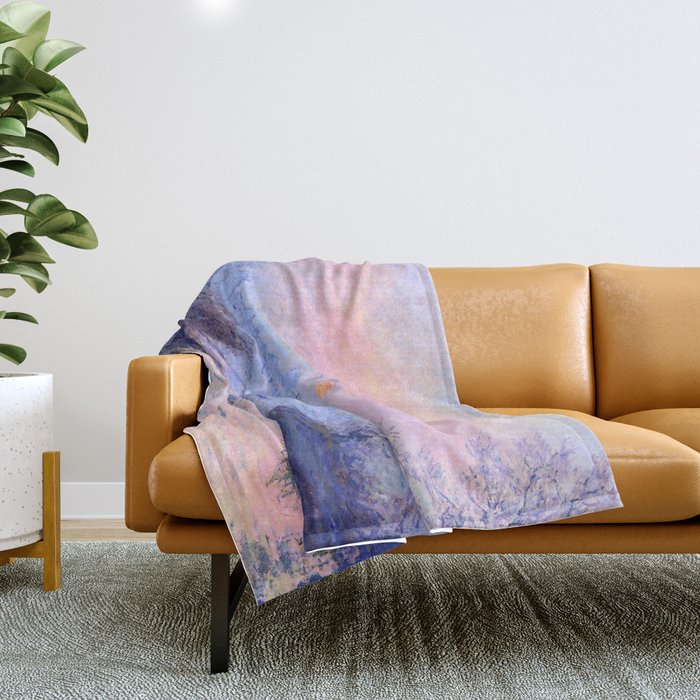 Claude Monet "Sunset On The Seine At Lavacourt. Winter Effect" Throw Blanket