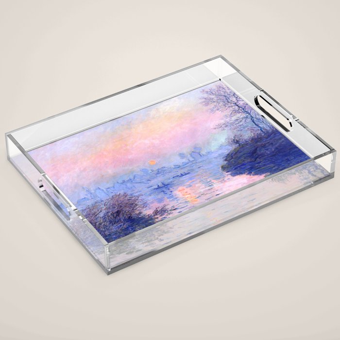 Claude Monet "Sunset On The Seine At Lavacourt. Winter Effect" Acrylic Tray