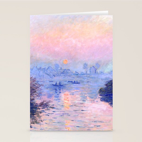 Claude Monet "Sunset On The Seine At Lavacourt. Winter Effect" Stationery Card
