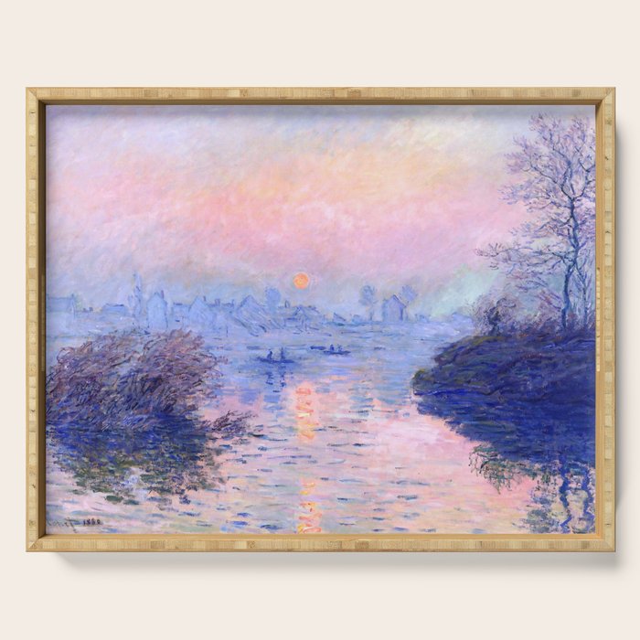 Claude Monet "Sunset On The Seine At Lavacourt. Winter Effect" Serving Tray