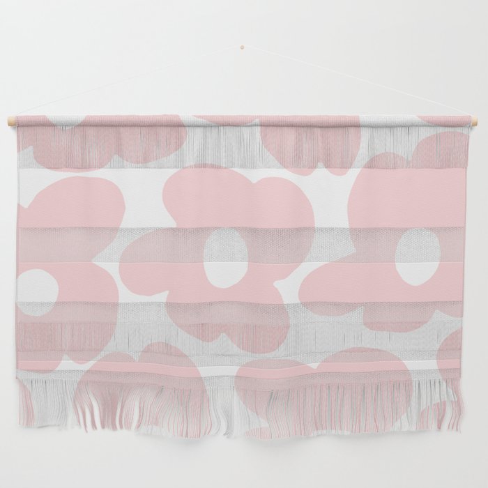 Large Baby Pink Retro Flowers On White Background #Decor #Homestorie #Buyart Wall Hanging