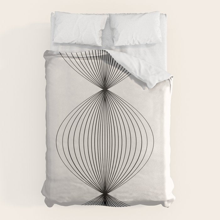 Geometric Orb Shapes - Black And White Duvet Cover