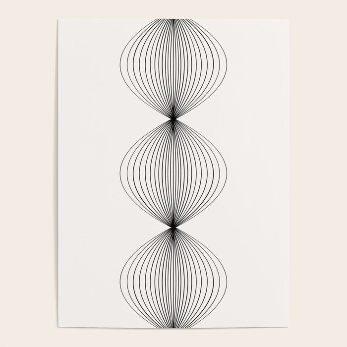 Geometric Orb Shapes - Black And White Poster