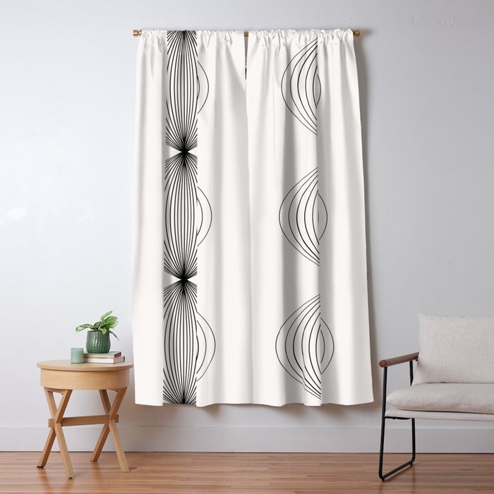 Geometric Orb Shapes - Black And White Window Curtain