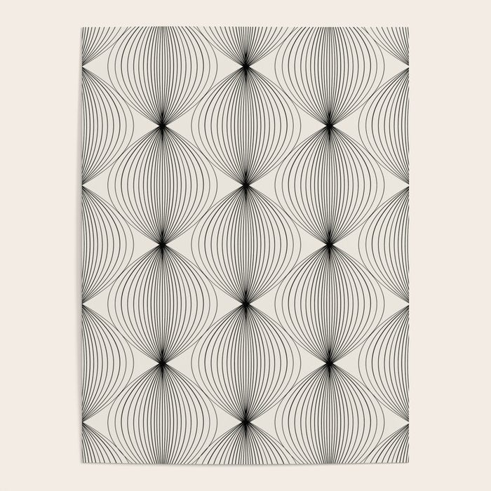 Geometric Orb Pattern - Black And White Poster