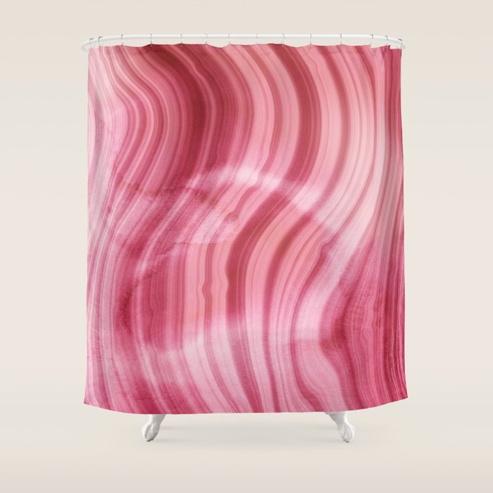Summer Pink  Mermaid  Marble Shower Curtain