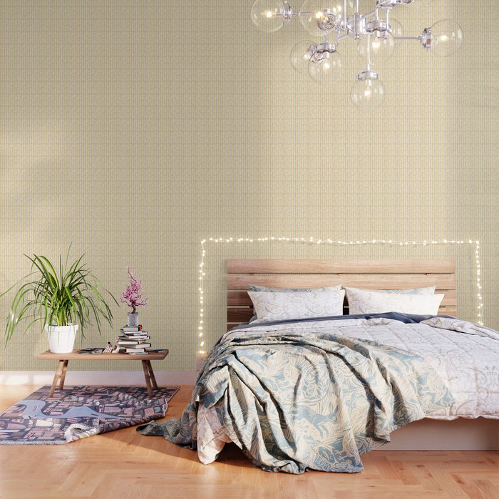 Buttercup Yellow Flower Blossoms On Butter Yellow Streaky Stripes Wallpaper