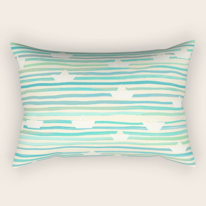 Whimsical Paper Boats Rectangular Pillow