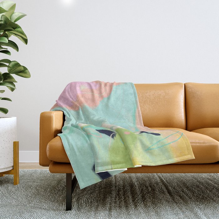 Minimal Floral Abstract Art Throw Blanket